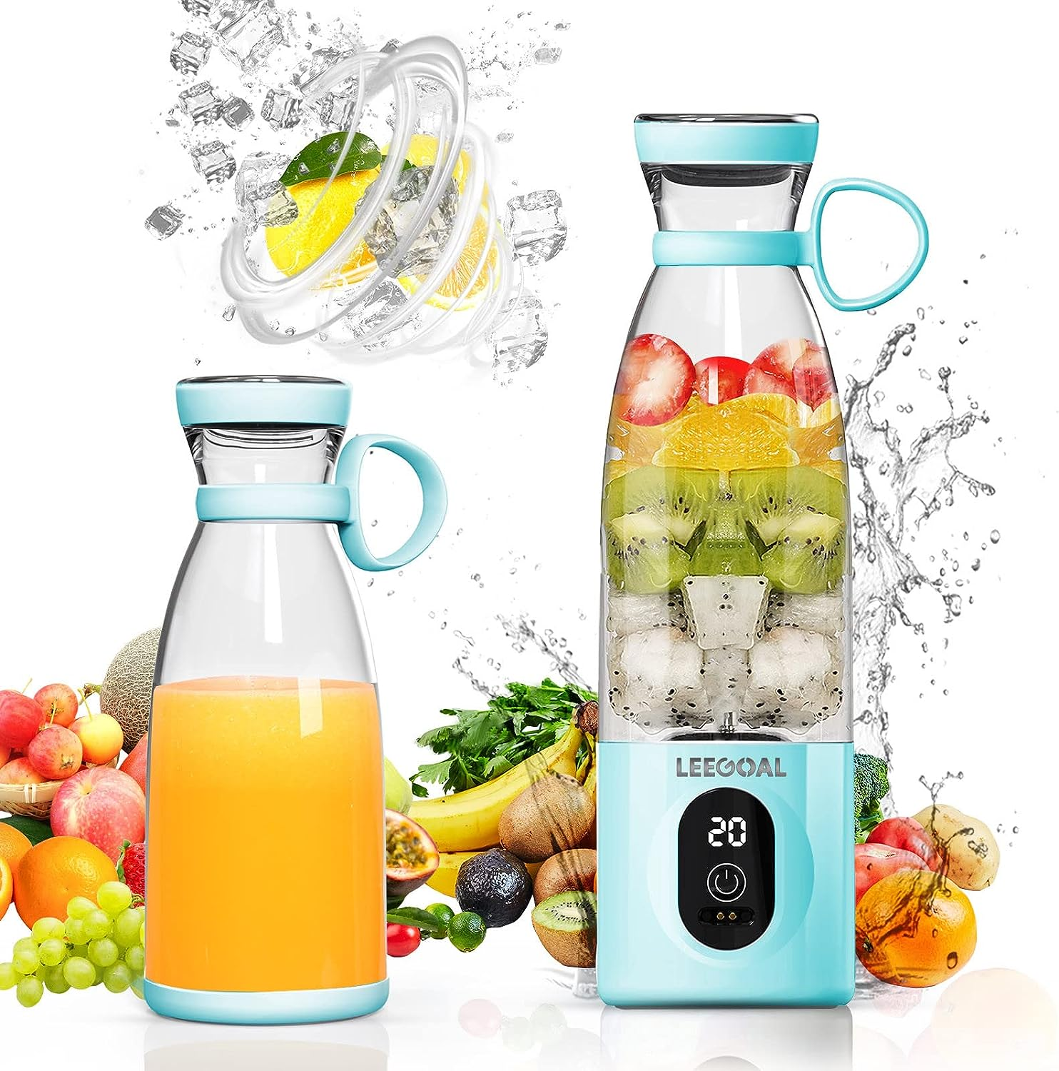 5b957bc347d917e112197c414a095990.png Smoothie Maker, 18OZ/535ML Portable Smoothie Blender Juicer Mixer, 300W Powerful Personal Blender | Crushes Ice Cubes| 3X MORE POWERFUL than Most USB Blenders, Blender Bravo Blue - Image 1
