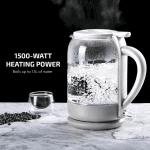 Electric Kettle with 1.5L Borosilicate Glass, 1500W Fast Boiling Water Heater for Coffee or Tea, Prontofill Technology, Auto Shut-Off, Boil-Dry Protection & Stainless Steel Filter, White KG516W - Image 2