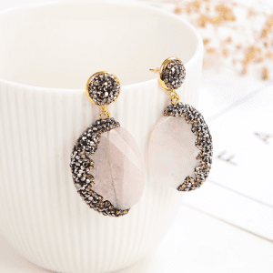 Luxury Bohemia Stone Dangle Earrings for Women White Black Sparkling Rhinestone Drops Earring Elegant Banquet Female Jewelry