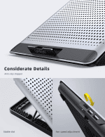 Laptop Cooler,  Laptop Cooling Pad : Portable Height Adjustable Laptop Cooling Fan Stand Holder Riser - Image 6