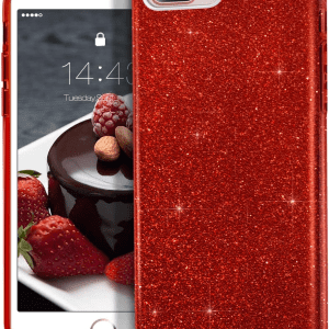 Compatible with Iphone 8 plus Case,Compatible with Iphone 7 plus Glitter Bling Sparkle Cute Girls Women Protective Christmas Case (Red)