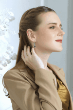 Sterling Silver Genuine, Created or Simulated Gemstone Leverback Teardrop Dangle Earrings for Women Bridesmaids - Image 3