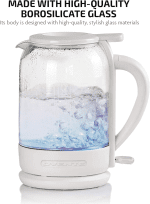 Electric Kettle with 1.5L Borosilicate Glass, 1500W Fast Boiling Water Heater for Coffee or Tea, Prontofill Technology, Auto Shut-Off, Boil-Dry Protection & Stainless Steel Filter, White KG516W - Image 4