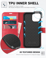 Wallet Case for Iphone 13 6.1-Inch 5G, [RFID Blocking] Card Slots Holder Stand [Shockproof TPU Interior Case] PU Leather Magnetic Protective Flip Cover Compatible with Iphone 13 6.1" 2021, Red - Image 4