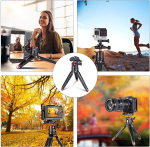 Tabletop Tripod, Mini Desktop Travel Tripod Aluminum Alloy with 360 Degree Ball Head and Quick Release Plate Lightweight and Portable for Compact Cameras Dslrs, Phone, Gopro（Black）- BUT2287 - Image 5