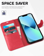 Wallet Case for Iphone 13 6.1-Inch 5G, [RFID Blocking] Card Slots Holder Stand [Shockproof TPU Interior Case] PU Leather Magnetic Protective Flip Cover Compatible with Iphone 13 6.1" 2021, Red - Image 7