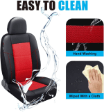 Leather and Mesh Car Seat Cover Full Set in 9Pcs Universal Fit for Cars Trucks Vans & Suvs Airbag Compatible (Red) - Image 3