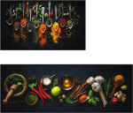 Artistic and Colorful Kitchen Rugs for Floor Non Slip Kitchen Rugs and Mats Kitchen Mat Set Farmhouse Kitchen - Spicy Art - 2 Pieces - 30"X17" + 47”X17