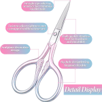 Professional Grooming Scissors for Personal Care 2 Pcs Small Eyebrow Scissors for Women Stainless Steel Facial Hair Grooming Scissors Pink Beauty Scissors for Eyelashes Nose Facial Hair - Image 3