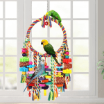 Bird Toys Bird Rope Ring Swing Perch with Corn Cob Cardboard Bagels Wooden Blocks Chewing Toys for Parakeets,Cockatiels,Conure,Lovebirds,Finches and Other Small-Sized Birds - Image 2