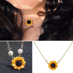 Trendy Sunflower Imitation Pearl Pendant Clavicle Necklace Jewelry for Women Silver - Image 2