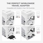 International Power Adapter Travel Plug - 4 USB Ports Universal Work for 150 Countries - 120 Volt Adapter - Adapter Type C Type a Type G Type I F for UK Japan China Eu Europe European by - Image 2