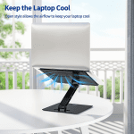 LSX5 Aluminum Laptop Stand, Ergonomic Adjustable Notebook Stand, Riser Holder Computer Stand Compatible with Air, Pro, Dell, HP, Lenovo More 10-14" Laptops (Black) - Image 6