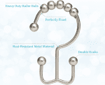 Shower Curtain Rings,  Shower Curtain Hooks, Rust-Resistant Metal Shower Hooks for Curtain, Double Glide Shower Curtain Hooks for Bathroom Shower Curtain & Shower Liner, Set of 12, Matte Nickel… - Image 4