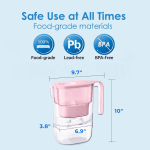 Water Filter Pitcher with 1 Filter, 5X Times Lifetime, Lasts 200 Gallons, for Fridge, Countertop and Gift, Reduces PFOA/PFOS, Chlorine, 7-Cup Capacity, Elfin, Pink - Image 2