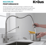 Bolden Commercial Style 2-Function Single Handle Pull down Kitchen Faucet in Brushed Gold, KPF-1610BG - Image 4