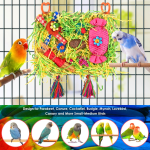 Bird Toys: Large-Sized Grass Mat with Colorful Parrot Foraging Shredder Hanging Toy, Conure Climb Hammock for Parakeets - Image 7