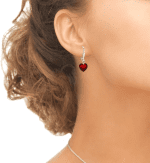 Sterling Silver European Crystal Dainty Heart Leverback Dangle Earrings for Women - Image 3
