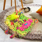 Bird Toys: Large-Sized Grass Mat with Colorful Parrot Foraging Shredder Hanging Toy, Conure Climb Hammock for Parakeets - Image 4