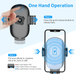 Car Phone Holder Mount Wireless Charging, 15W Wireless Car Charger Mount, Windshield Dash Phone Holder [With QC 3.0 Adapter] Compatible with Iphone 13 12 Mini 11 Pro Max, Samsung, Lg-Iron Gray - Image 5