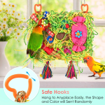 Bird Toys: Large-Sized Grass Mat with Colorful Parrot Foraging Shredder Hanging Toy, Conure Climb Hammock for Parakeets - Image 5