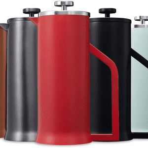 French Press Coffee Maker - Stainless Steel Double Wall Vacuum Insulated - Large Thermal Brewer 34 Oz 1000 Ml Red