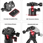 Tabletop Tripod, Mini Desktop Travel Tripod Aluminum Alloy with 360 Degree Ball Head and Quick Release Plate Lightweight and Portable for Compact Cameras Dslrs, Phone, Gopro（Black）- BUT2287 - Image 6