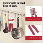 Can Opener Manual Portable Handheld Heavy Duty Hand Can Opener Smooth Edge, Comfortable Grip Safety Can Openers, Sharp Cutting Wheel, Easy Turn Knob, Built in Bottle Opener(Red) - Image 6