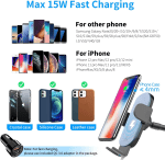 Car Phone Holder Mount Wireless Charging, 15W Wireless Car Charger Mount, Windshield Dash Phone Holder [With QC 3.0 Adapter] Compatible with Iphone 13 12 Mini 11 Pro Max, Samsung, Lg-Iron Gray - Image 3