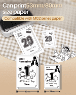 M03 Pocket Printer - Mini Thermal Printer Bluetooth Mobile Portable Printer Sticky Note Printer Photo Printer, Compatible with 53Mm(2Inch)/80Mm(3Inch) Paper, Best for Notes, Photo&List,White - Image 3