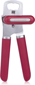Can Opener Manual Portable Handheld Heavy Duty Hand Can Opener Smooth Edge, Comfortable Grip Safety Can Openers, Sharp Cutting Wheel, Easy Turn Knob, Built in Bottle Opener(Red)