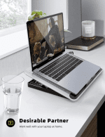Laptop Cooler,  Laptop Cooling Pad : Portable Height Adjustable Laptop Cooling Fan Stand Holder Riser - Image 3