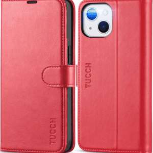 Wallet Case for Iphone 13 6.1-Inch 5G, [RFID Blocking] Card Slots Holder Stand [Shockproof TPU Interior Case] PU Leather Magnetic Protective Flip Cover Compatible with Iphone 13 6.1" 2021, Red
