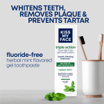 Triple Action Toothpaste Gel, Herbal Mint Flavor, Removes Plaque, Whitens Teeth, Prevents Tartar, with Tea Tree Oil and Aloe, Fluoride Free, Vegan, 4.5 Oz, 3 Pack - Image 4