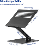 LSX5 Aluminum Laptop Stand, Ergonomic Adjustable Notebook Stand, Riser Holder Computer Stand Compatible with Air, Pro, Dell, HP, Lenovo More 10-14" Laptops (Black) - Image 3