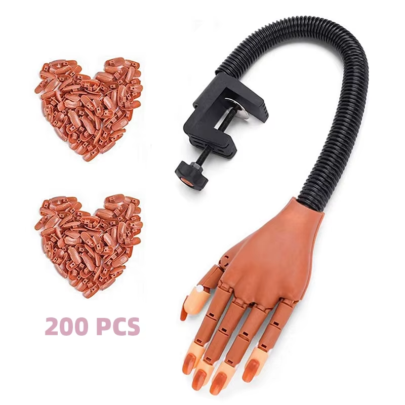 c1f7ec7e4f8a55eb9a19ea65db2a5585-2.png Nail Art Practice Equipment with 100Pcs False Nails Adjustable Flexible Manicure Training Prosthetic Hand Nail Art False Hand - Image 1