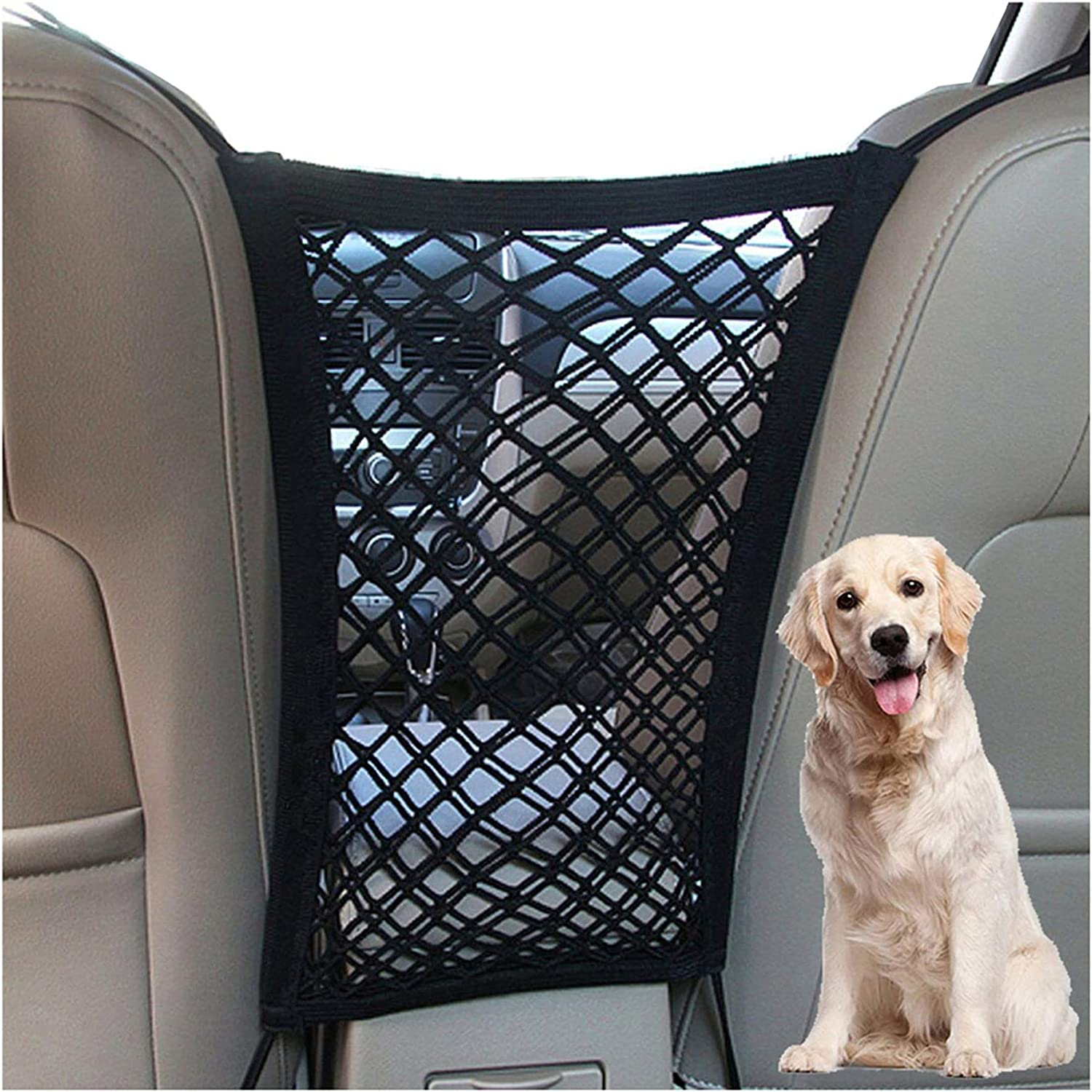 c1fa48a574d517cba22bb422ee985276-1.png Pet Barrier Dog Car Net Barrier with Auto Safety Mesh Organizer Baby Stretchable Storage Bag Universal for Cars, SUV, Truck -Easy Install,Safer to Drive with Children and Pets - Image 1