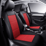 Leather and Mesh Car Seat Cover Full Set in 9Pcs Universal Fit for Cars Trucks Vans & Suvs Airbag Compatible (Red) - Image 5