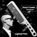 1PC Titanium Steel Comb Professional Salon Hair Hairdressing Anti-Static Barbers Comb Ultra Thin Hair Brush for Men - Image 3