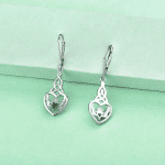 Women Earrings,925 Sterling Silver Irish Celtic Claddagh Love Heart Drop & Dangle Leverback Earrings with 5A Cubic Zirconia - Image 3