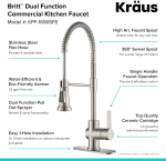Britt Commercial Style Spot Free Stainless Steel Pre-Rinse Kitchen Faucet with Deck Plate, KPF-1690SFS - Image 4
