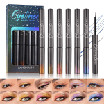 6 Farben Sunset Glitter Liquid Eyeliner Set, Metallic Schnell Trocknend Wasserdicht Hoch Pigmentiert Bunte Lidschatten Für Halloween, Cosplay, Maskerade Party