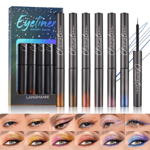 6 Farben Sunset Glitter Liquid Eyeliner Set, Metallic Schnell Trocknend Wasserdicht Hoch Pigmentiert Bunte Lidschatten Für Halloween, Cosplay, Maskerade Party