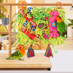Bird Toys: Large-Sized Grass Mat with Colorful Parrot Foraging Shredder Hanging Toy, Conure Climb Hammock for Parakeets - Image 6