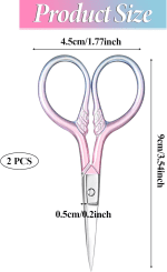 Professional Grooming Scissors for Personal Care 2 Pcs Small Eyebrow Scissors for Women Stainless Steel Facial Hair Grooming Scissors Pink Beauty Scissors for Eyelashes Nose Facial Hair - Image 2