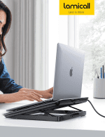 Laptop Cooler,  Laptop Cooling Pad : Portable Height Adjustable Laptop Cooling Fan Stand Holder Riser - Image 7