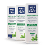 Triple Action Toothpaste Gel, Herbal Mint Flavor, Removes Plaque, Whitens Teeth, Prevents Tartar, with Tea Tree Oil and Aloe, Fluoride Free, Vegan, 4.5 Oz, 3 Pack