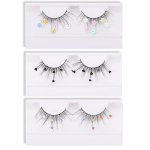 False Eyelashes, Dramatic Glitter Sequin Lashes with Colorful Heart/Black Heart/Colorful Flower Makeup DIY Lashes Decorative for New Year Christmas Halloweens Cosplay Party(3 Pairs)