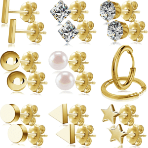 Stud Earrings for Women and Men Hypoallergenic Earrings Studs Set Dainty Stainless Steel Earrings Studs for Women Sensitive Ears