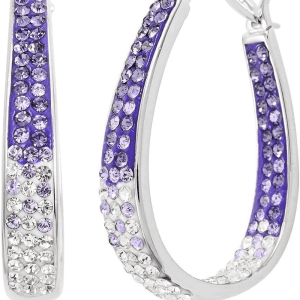 Crystal Hoop Earrings for Women - Sparkle inside Out Dangle Earrings - Glitter Fun Trendy Jewelry Wedding Anniversary Birthday Mothers Day Gifts for Her